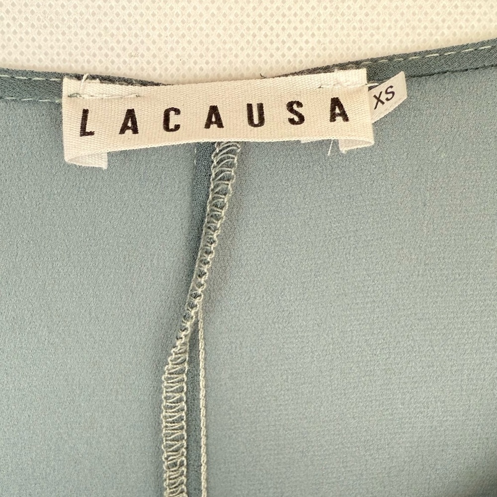 Lacausa Anthropologie Sheer Babydoll Flowy Boho Dress Sage Green Oversized NWT - Picture 5 of 10